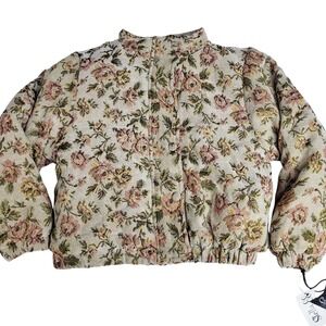 Stella 88 Girls Medium Floral Tapestry Bomber Jacket Puffer Coat NWT Grandmacore